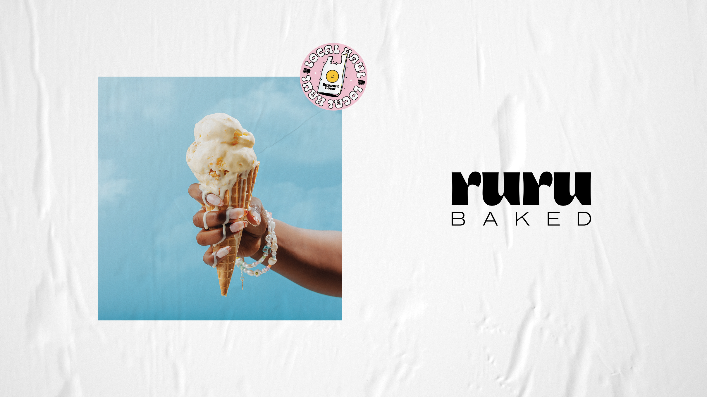 A girl’s hand holding melting ice cream from Ruru Baked