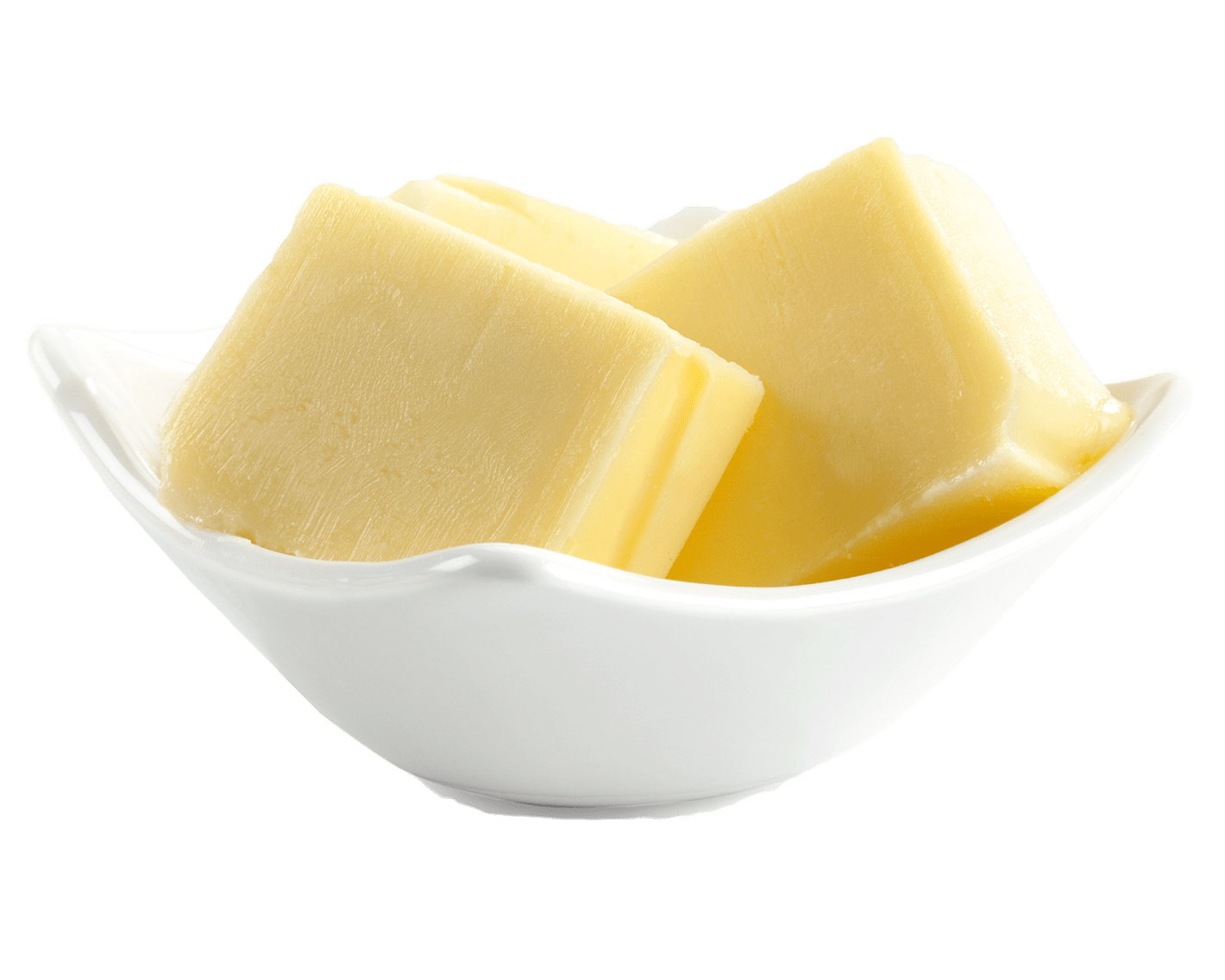 Cubes of salted butter in a small bowl