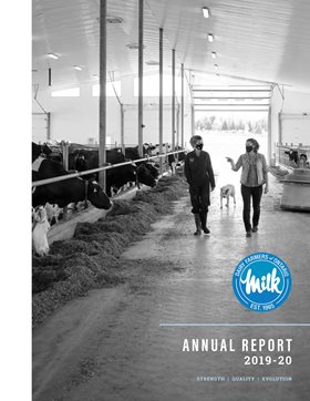 Cover of DFO's 2019-20 annual report, two women talking in a barn